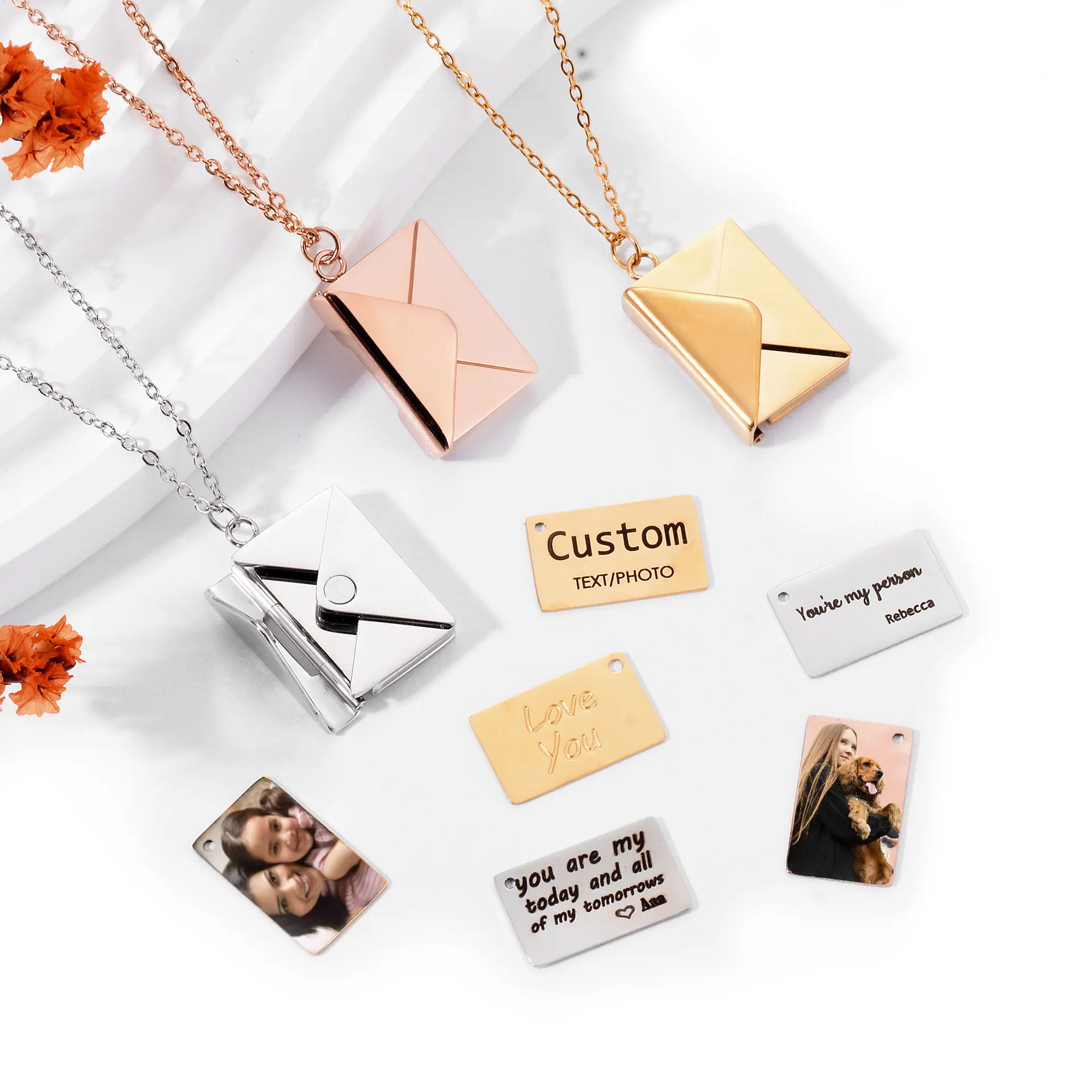 Personalized Secret Message Envelope Necklace | Gifts for Her | Women's Jewellery | Pendants | Anniversaries | Customized Book Style | Unique Design | Perfect Gift