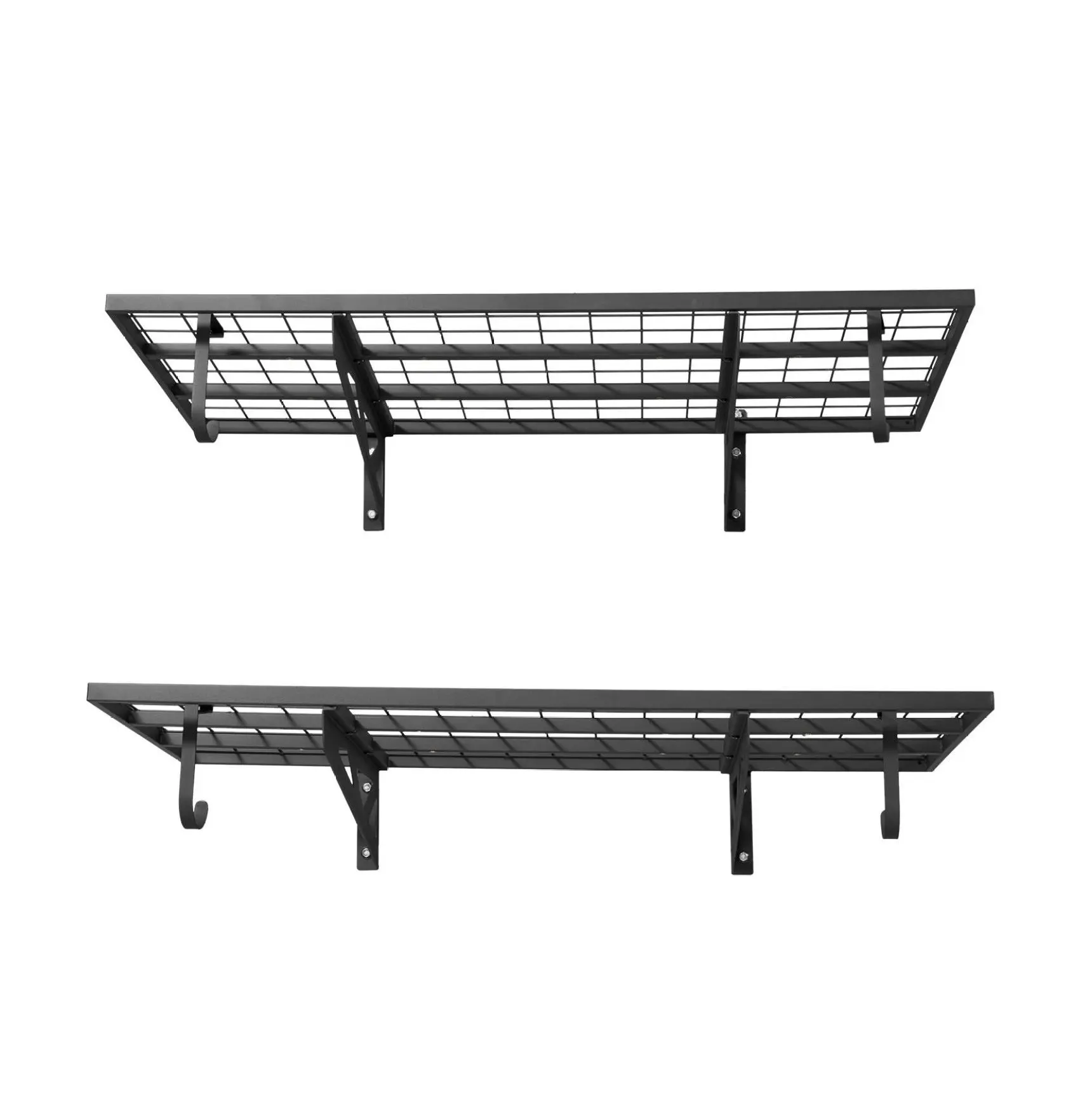 Garage Wall Shelving 2-Tier, Heavy Duty Steel Shelving Units 2x4 ft, 500lbs Capacity, Black Default