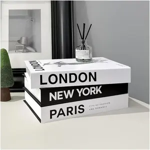 Decorative Books for Home Coffee Table Decor with Stylish Bookshelf and Office Living Room Black and White Fake Books for Decoration Faux Stack Book (Set of 3)