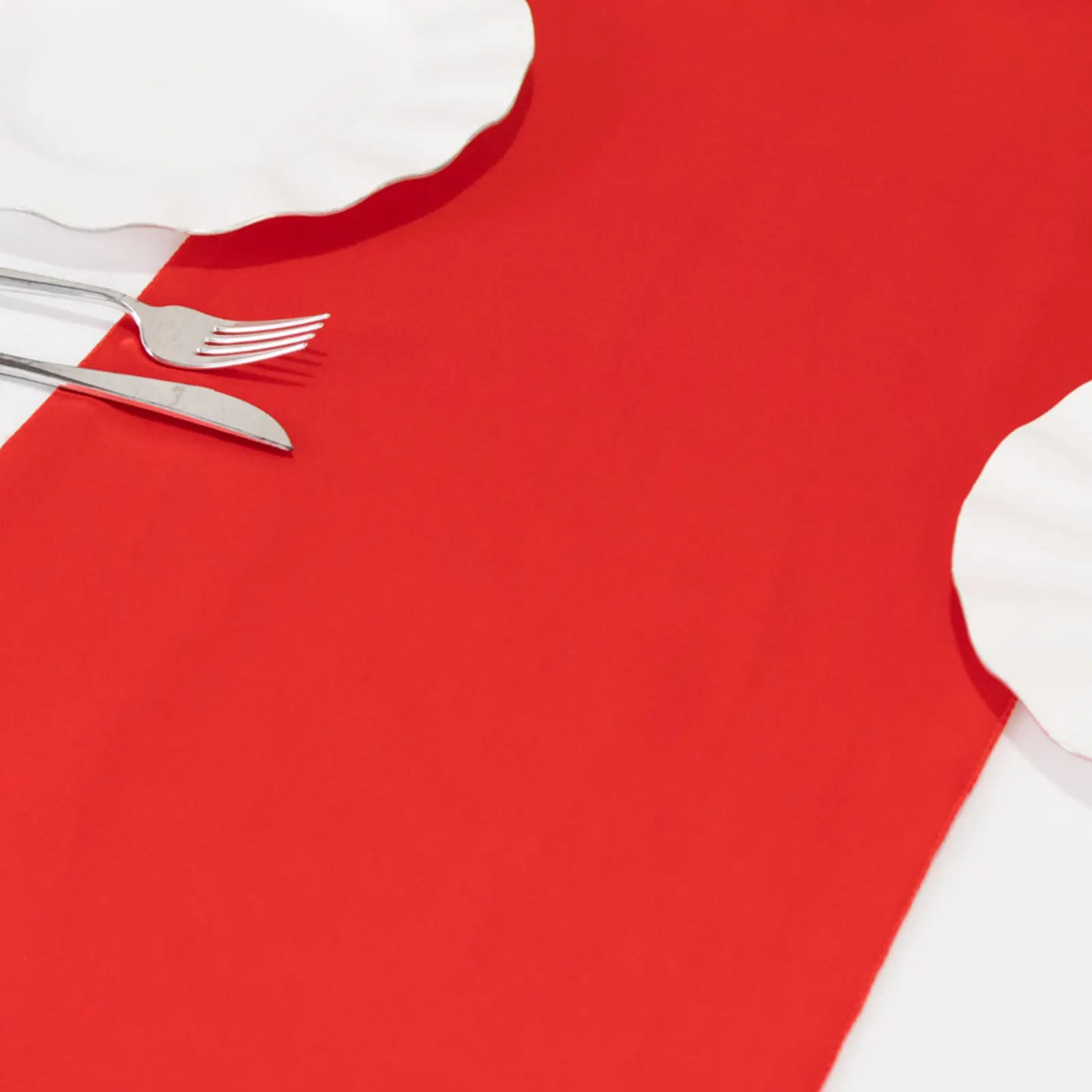 Scuba Polyester 12"x108" Table Runner Red - Wrinkle-Free Table Linen