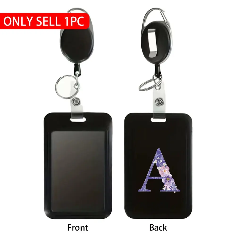 Flower & Letter Pattern Retractable Badge Holder, Medical Badge Holder, Nursing Badge Reel, Badge Reels Retractable, Durable Badge Holder with 60cm Adjustable Cord, Lightweight Clip-on Design ID Badge Holder for Nurses Ideal Gifts for Christmas