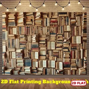 1pc 2D Flat Wall Hanging Tapestry - Realistic 3D Book Print, Warm Ambient Lighting, Polyester Fabric, Tapestry Room Decor, Birthday Backdrop, Indoor/Outdoor Home Supply
