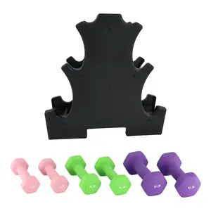 PVC Coated Dumbbell Set, Hexagon Weights Dumbbells Set with Rack, 3+5+8 LB Adjustable Weight, Packed In Pairs, Anti-Slip Workout Equipment for Home Gym