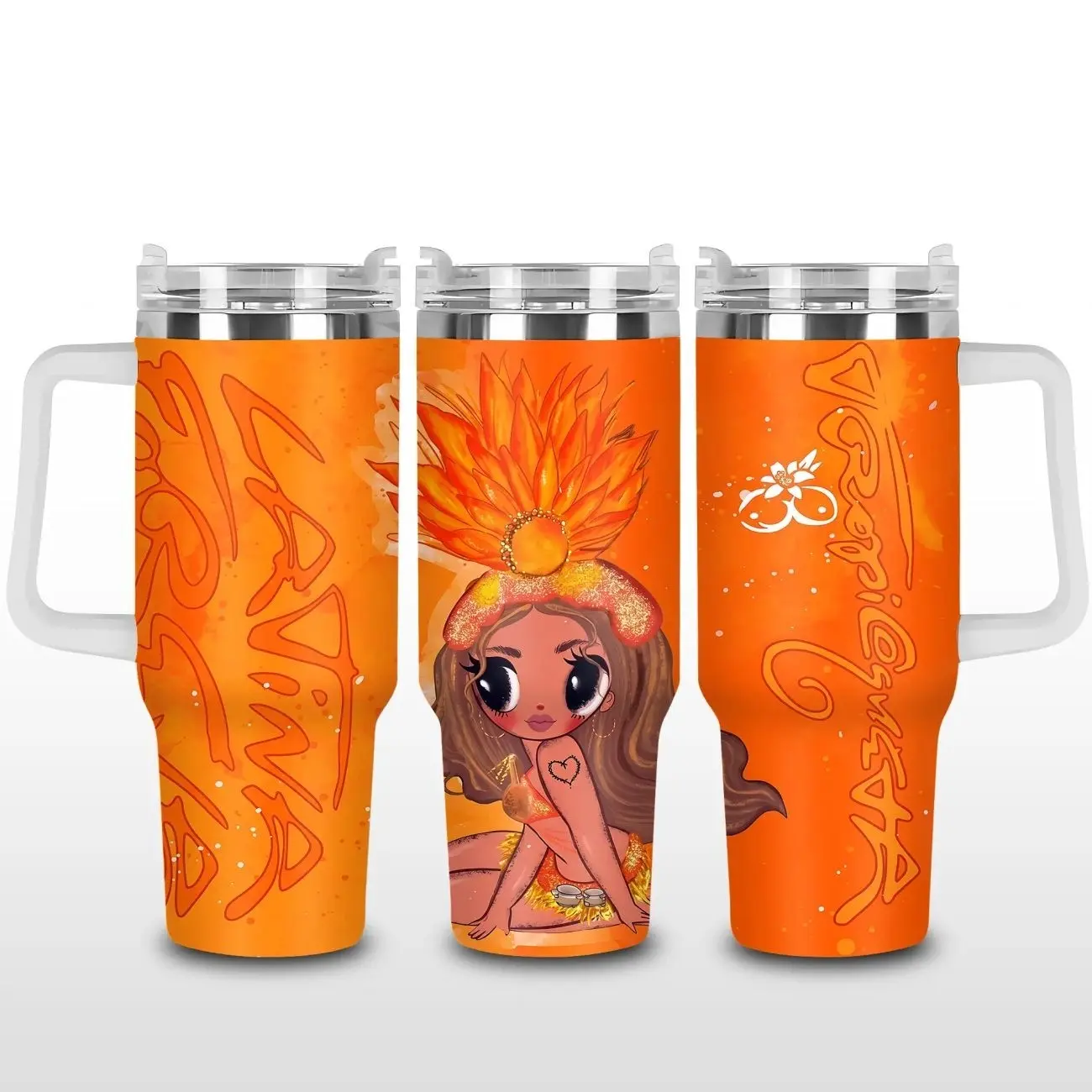 [Elysian Sip] La Bichota V1 Viajando Por El Mundo Tropitour 2026 Tropical Latin Pop Aesthetic 40oz & 20oz Stainless Steel Tumbler with Handle – Bichota Fan Inspired Insulated Mug, Retro Tour Style Cup, Leakproof Travel Gift.
