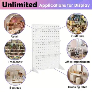 Pegboard Display Stand for Vendors Events, 17" X 13" Tabletop Pegboard, 12 Hooks Display Retail Rack for Crafts, Jewelry, Pins, Keychains, Display Storage Rack