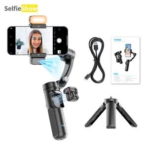 Mobile phone camera stabilizer, AI smart camera tracking, 3-axis handheld balancing and anti-shake, fill light, compatible with iPhone and Android. Suitable for video recording and photography, selfie device