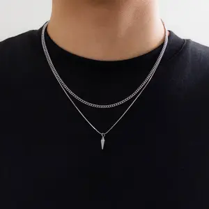 New Men Fashion layered necklace Stainless Steel For Daily Wear