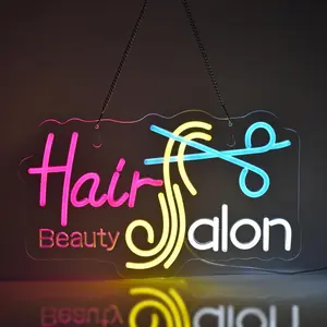 Hair Salon Neon Sign, Neon Lights Hanging Wall Decoration for Business Beauty Makeup Room Barber Shop Lash Studio, Gift for Hair Stylist Hairdresser, LED Neon Sign, Ambient Lights