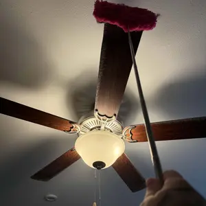 Ceiling Fan & Household Dust Buster Orange Microfiber Duster with Extension Pole for Summer Fall Cleaning Lightweight Reusable Eco-Friendly Allergen Remover