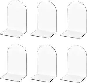 6 count Book Ends, Bookends, Books End for Shelves, Books End for Heavy Books, Clear Bookends,  Book Ends for School, Library,Desktop Organizer and Book Shelves