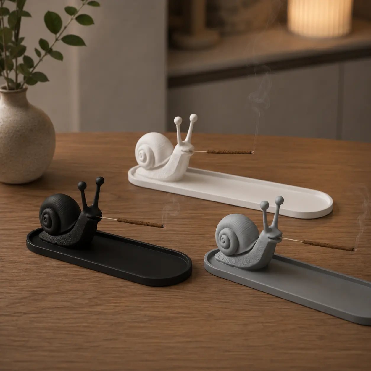 3D Printed Snail Decor Incense Holder with Ash Catcher Tray - 9 Sculptural Home Fragrance Supplies