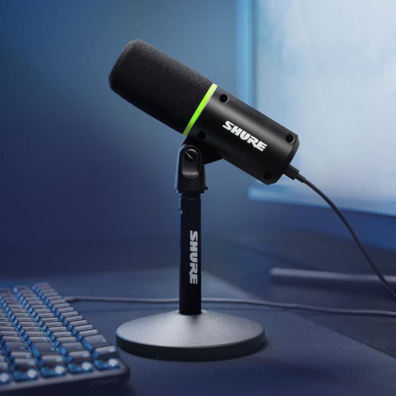 Shure MV6 Wired Dynamic USB Microphone with Dynamic Capsule - USB Type-C Connection, Denoiser, Tap Mute, Auto Level Mode, 3.5 mm Jack, Headphone Monitoring, Desktop Stand, Box for PC/Laptop Streaming, Gaming Recording (Camera Accessory)