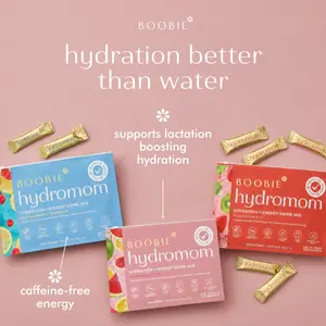 Boobie Hydromom Superfood Electrolyte Drink Mix | Refreshing Energy & Hydration Boost for Mamas | On-The-Go & Travel Essentials for Pregnancy, Lactation, & Beyond, 10 Packets Healthcare Vitamin