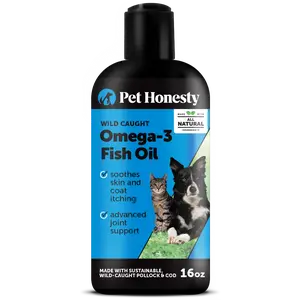 Pet Honesty Omega-3 Fish Oil for Dogs and Cats - 16 Ounce Bottle with Wild Caught Pollock & Cod for Joint Heart Skin Coat Brain Health
