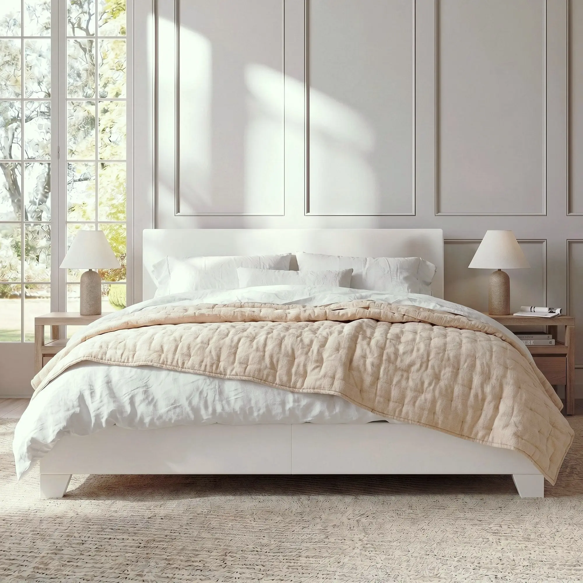 SHA CERLIN PU Leather Upholstered Platform Bed Frame - Bedroom Furniture with Adjustable Headboard, Low-Profile Minimalist Design, Strong Support, No Box Spring Needed