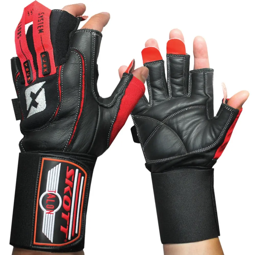 Skott Talon Elite Weightlifting Gloves Genuine Leather Gym Gloves with Wrist Wrap Support, Durable Grip for Training, Bodybuilding & Fitness Unisex
