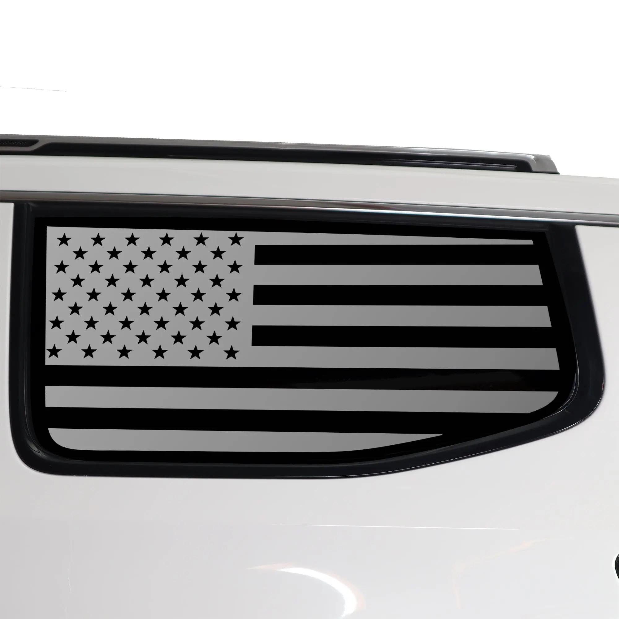 American Flag Quarter Window Decal for Jeep Wagoneer 2022-2026 – Precut Matte Black Vinyl