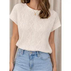 Textured Knit Short Sleeve Top