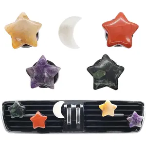Decor,Stars Moon Air Vent Clips,Refillable Car Fresheners,5pcs Natural Crystal Stone Hippie Dashboard Decorations Accessories,Best Wishes for Lover and Friend