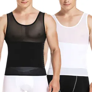 CATTIBOR Men's Fitted Mesh Shapewear Tank Top - Tummy Control, Breathable High-Elasticity Seamless Sport Compression Undershirt Vest