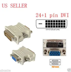 DVI-D 24+1 25 Pin Male To VGA 15 Pin SVGA Female Video Monitor Adapter Converter