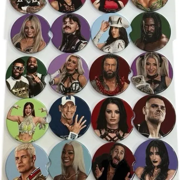 Wrestling Inspired Car Coasters, Cute Car Accessories for Stylish Interior Decoration & Gifting