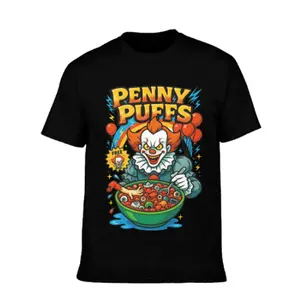 🥇   Cereal Halloween Characters Custom Black Short Sleeve T-Shirt Menswear Tops Tshirt Streetwear Round Neck Crewneck Tropical