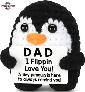 Handmade Crochet Penguin Keychain - Father's Day Birthday Gifts from Daughter Son, Cute I Love You Gift for Dads Bonus Stepfathers, Christmas Decor
