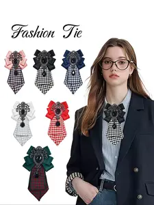 Handmade Plaid Diamond Tie, Casual Elegant Tie, Casual Woven Fabric, Perfect for Business Meetings & Cosplay Events, All Season Wear