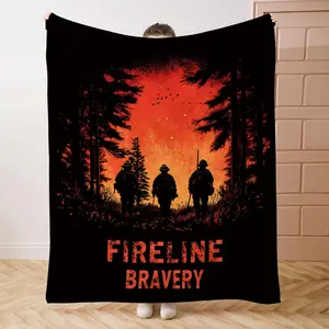 Firefighter Pattern Flannel Blanket, 1 Count Soft Comfortable Throw Blanket, Warm Napping Blanket for Home Office Camping