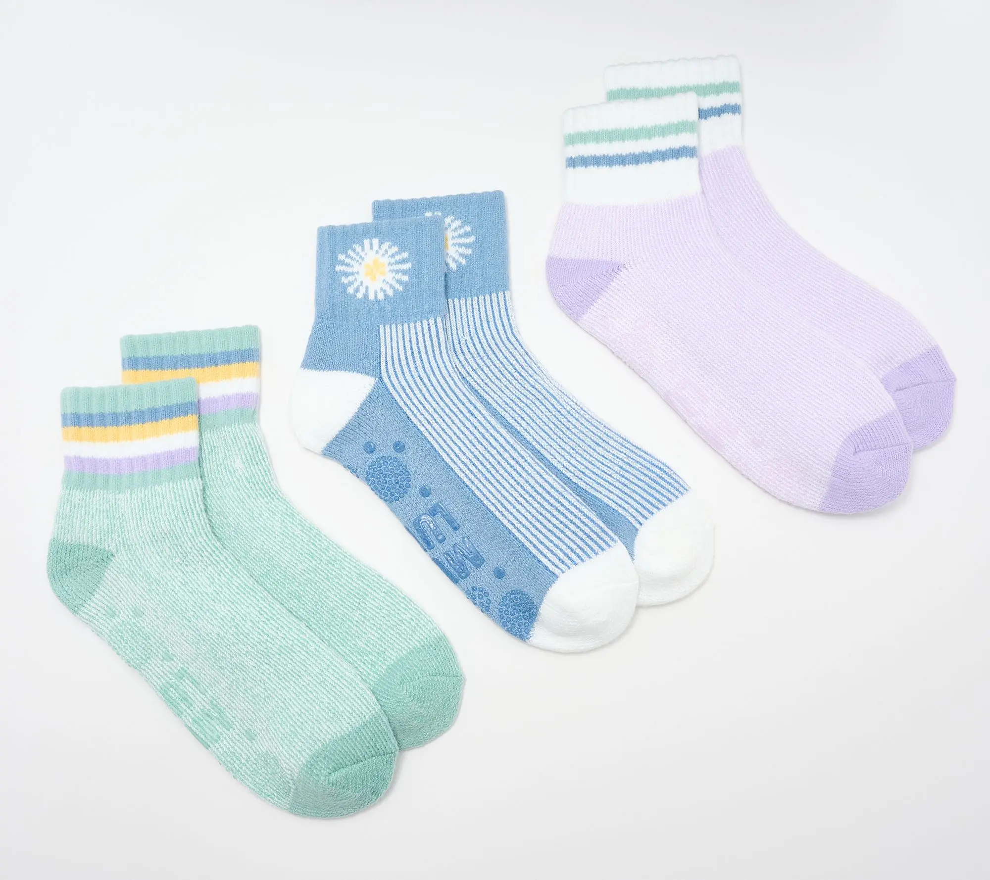 MUK LUKS Set of 3 Terry Loop Lounge Socks