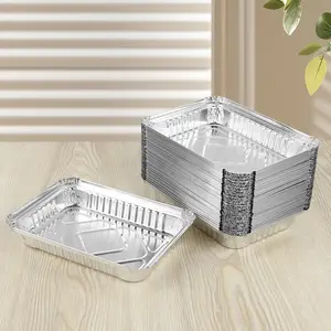 20-Pack Aluminum Foil Plates, Disposable Oil Trays for BBQ, Ideal Kitchen Accessories Kitchenware Size 8.9x6.2 Inches, Non-Wooden Material Container