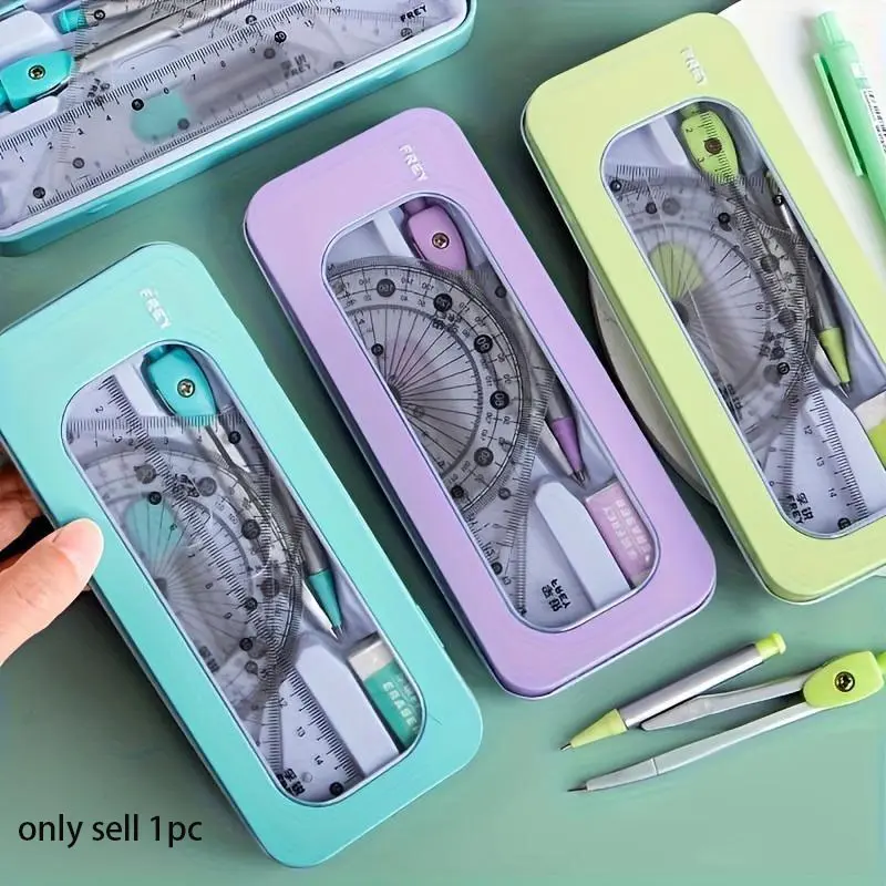 Student Exclusive Compass Ruler Set, 7-Piece Exam Prize Gift, Learning Supplies Stationery, Essential School Tools, Measuring Instrument