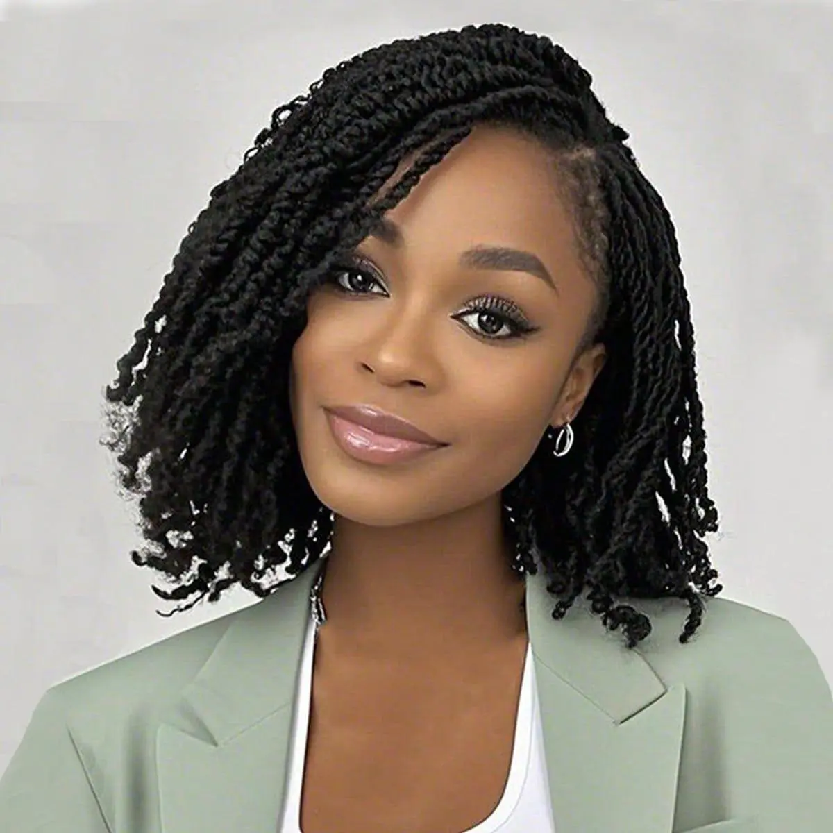 9 Packs Pre-twisted Micro Twist Crochet Hair 12 Inch Natural Black Pre-looped Curly Mini Passion Twist Crochet Hair Mini Senegalese Twist Crochet Hair Synthetic Hair Extensions for Women(1B#)