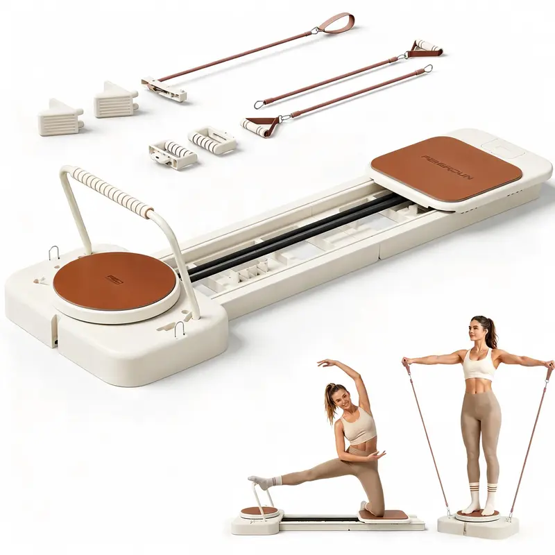 FED Fitness PF1 Unisex Foldable Full-Body Pilates Reformer Machine - Extended Slide Rail, Twist Board, Fitness Tool, Core Training Home Gym Gear (22.04in L×14.17in W×3.93in H) for Reformers Pilates, Balance Training, Enhances Flexibility