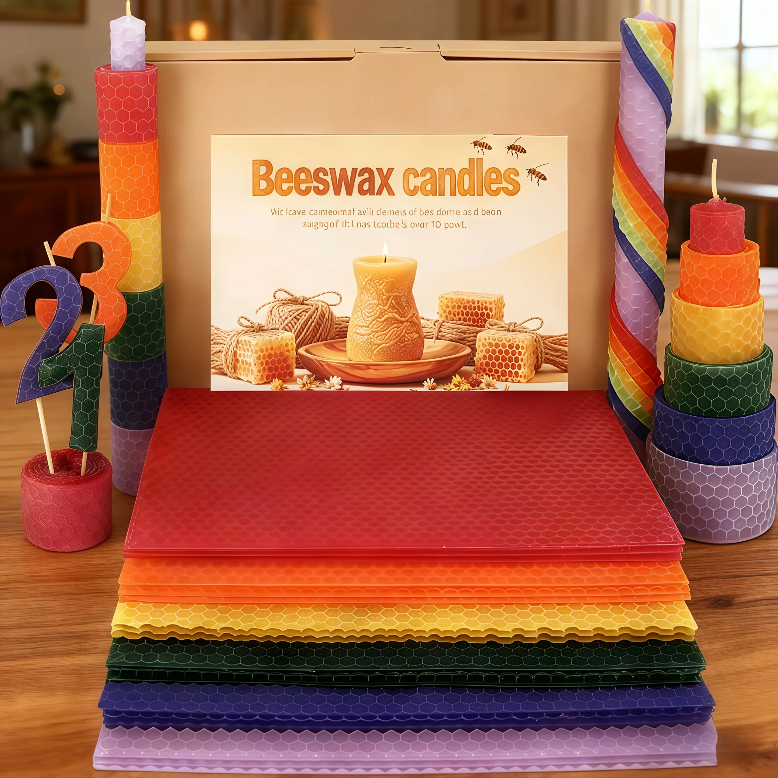 18Pcs Colorful Honeycomb Beeswax Sheets DIY Candle Making Kit - 10x15cm Pure Natural Candlewax Set, No-Melt No-Heat Needed, Ideal for Artisanal Handmade Homemade Wax Beeswax Candles & Home Decor