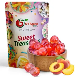 NY Spice Shop 3D Peach Fruit Filled Gummies – Juicy Gummy Candy, Real Peach Flavor, Chewy Center, Viral TikTok Gummies Snack Sweet Bonbon