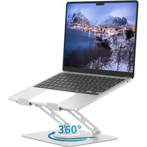 Laptop Stand for Desk with 360 Rotating Base, Multi-Angle Adjustable Laptop Stands, Foldable Laptop Riser Compatible with 10 to 15.6 Inches PC ,