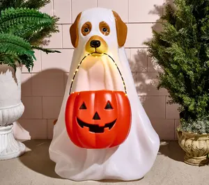 Bethlehem Lights 28" Illuminated Halloween Dog with Basket