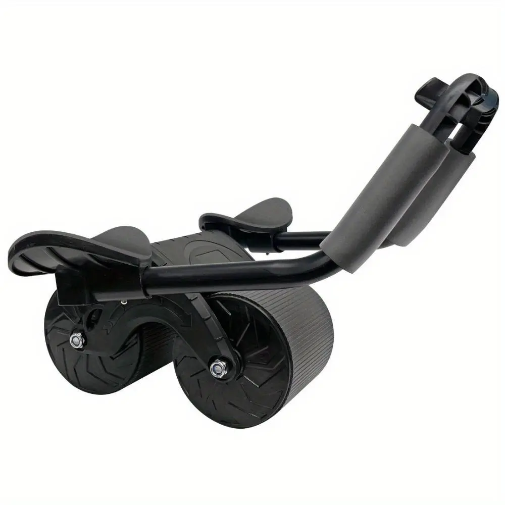 Black Plank Ab Roller Wheel - Abdominal Training Equipment with Adjustable Handle, 360° Swivel, Durable Foam Cushioned Grips and Pads, Secure Strap, Ergonomic Core Strength Trainer for Abs at Home, Phone Shelf, Shelf For Phone, Max 220Lbs, 220 Pounds