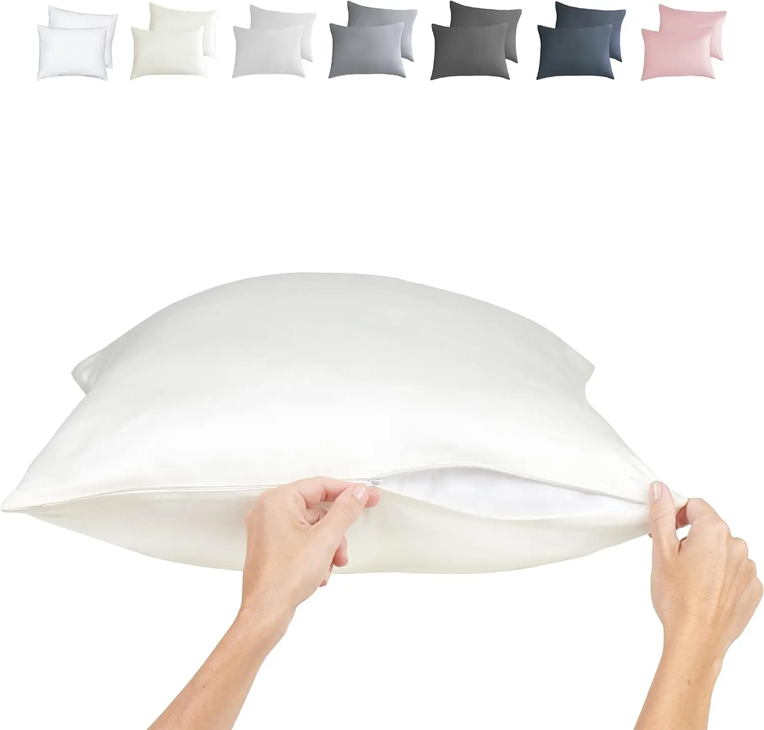 JOMO Bamboo Viscose Solid King Size Pillowcases (36x20 in) Set of 2, Cooling Bedding, Silky Soft Breathable Hidden Zipper Covers, OEKO-TEX Certified, Machine Washable, Line Dry in Shade