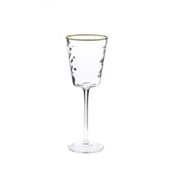 6-Piece Modern Decorative Glass Cups with Gold Stem, Gold Rim - Ideal for Party Use, Kitchen Drinkware