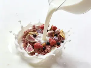 Rose Flavor Granola with Delicous Freeze-Dried Fruits, Strawberries, Figs, Blueberries, Mangos, Peaches, Apples,  almonds, Coconut Flakes, Dried Yogurt Bites⋯⋯