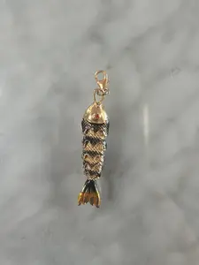 Protect Your Peace Solo Fish Charms Gold-Colored with Intricate Scales in Turquoise Orange Indigo Black & Green Clip-On Clasp for Versatile Jewelry