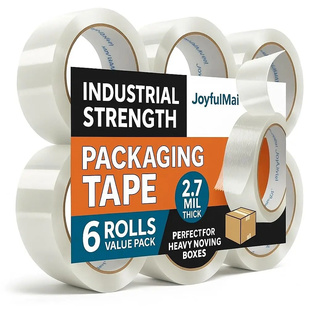 Clear Packing Tape, 6 Rolls 1.88inches Wide, 65 Yards Per Roll, 390 Total Yards Tape for Shipping Packaging Moving Sealing, Thicker Clear Packing Tape, (2.7Mil x 1.88" x 65Yds)