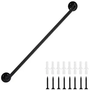 Heavy-Duty Galvanized Steel Stair Handrail, Black Wall-Mount Safety Guardrail with Anti-Slip Grip, Load-Bearing Capacity and Mounting Kit for Home Indoor Stairs