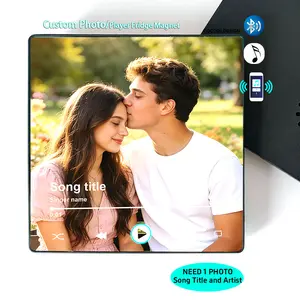 【Customization】Custom Photo Bluetooth Fridge Magnet Personalized Album Frame Plays Music 10x10cm Perfect for teacher appreciation gifts boyfriend birthday gift teen girl gifts anniversary gift for him graduation  boyfriends Decor unique holiday  gift idea
