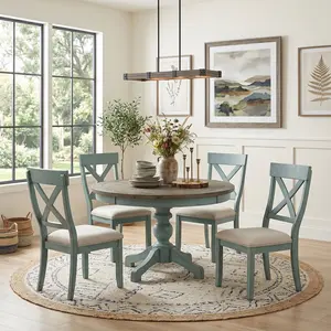 Prato 5-Piece Round Dining table'set with Cross Back Chairs