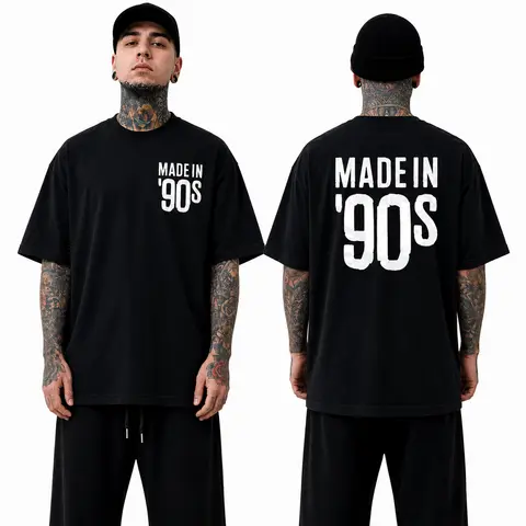 Men's 90s Retro Graphic T-Shirt, Unisex Streetwear Style in Lightweight Soft Cotton, Casual Loose Fit with Double-Sided Distressed Print, Tshirt, 90S Grunge, Layer, Fabric, Stylish, 90S Graphic Tees