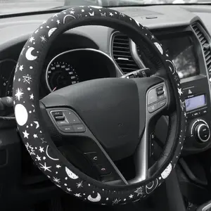 Star & Moon Pattern Car Steering Wheel Cover, Universal Non-slip Car Steering Wheel Protector, Car Steering Wheel Accessories, Universal Elastic Washable Car Steering Wheel Cover Without Inner Ring